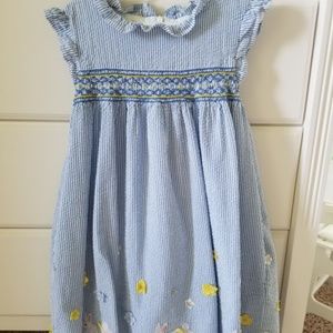Mini Boden Frill Sleeve Smocked Dress